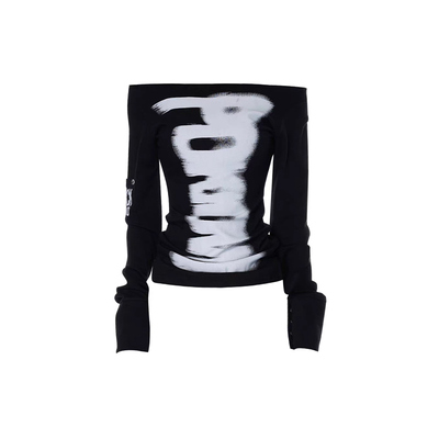 辣妹口袋柳钉字母印花长袖T恤女