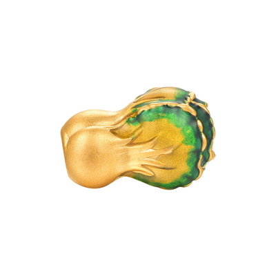 明牌珠宝金白菜硬金串珠 黄金吉祥百财路路通足金转运珠AFP0848