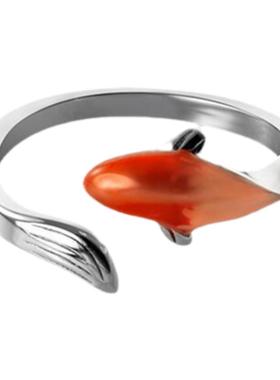 小张的故事文艺S925银锦鲤戒指女