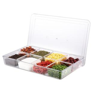 亚克力带盖调味盒PC六八格厨房商用冰粉配料盒收纳盒调料组合套装