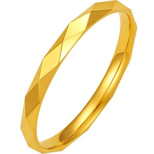 周六福黄金戒指女款5G金计价指环足金无极金素圈手饰新年礼物