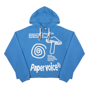 Paper voice蘑力生长重连帽卫衣美式设计感春夏ins风小众磅低饱和