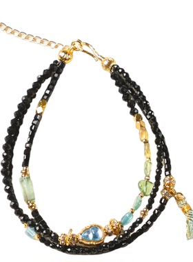 天然黑碧玺多层手链流苏补水护运