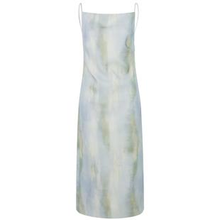 INSPIRE&STORIES春季蓝绿色湖水印花Monroe露背吊带连衣裙