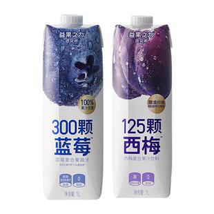 源制所蓝莓汁西梅汁石榴汁100%果汁配料0添加1L家庭聚餐饮料大瓶