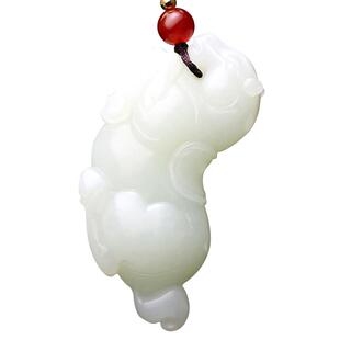 四通新疆和田玉挂件唐马玉石天然白玉吊坠立体生肖马玉坠马到成功