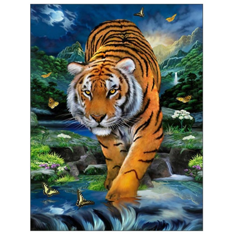 竖版老虎图钻石画新款贴钻满钻