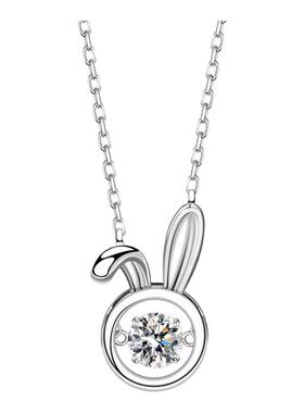 YINNY灵动兔莫桑石纯银女生项链