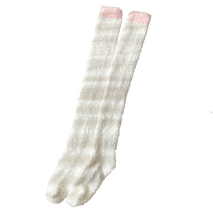 过膝袜女秋冬款加厚珊瑚绒袜子长筒大腿袜护膝保暖加绒冬季地板袜