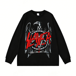 Slayer乐队欧美摇滚激流金属印花纯棉长袖T恤男女款上衣内搭春秋