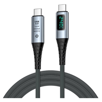 数显USB4.0一线通兼容雷电4 数据线 充电线 快充线 显卡坞 Mac PD3.1 240W对绞线功率显示 40Gbps 8K视频传输