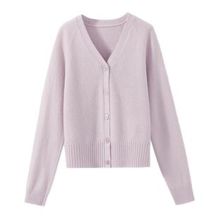 【自留推荐】无缝一体成型 经典简约V领插肩袖短款箱型针织开衫