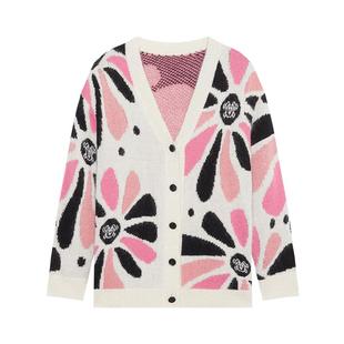 vilan/慧兰轻奢时髦减龄羊驼毛羊毛开衫女2025新款秋粉色针织外套