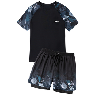 特步泳衣男款套装成人2025新款游泳上衣青少年泳裤男士泡温泉泳装