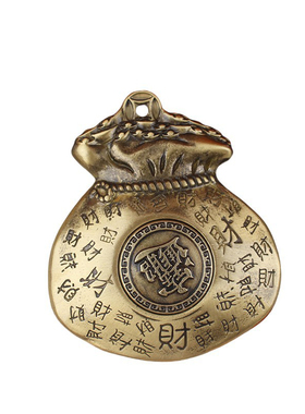 纯铜金钱袋子转转手把件招财进宝