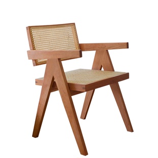 浮生记餐椅 家用中古简约靠背藤编椅 北欧客厅长凳樱桃木舒适椅子