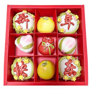 定制九宫格花糕礼盒2斤手提花馍馒头寿桃送老人福袋胶东饽饽团购