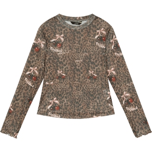 妖精的口袋满印长袖t恤女2026春新款设计感叠穿内搭打底衫皮肤衣