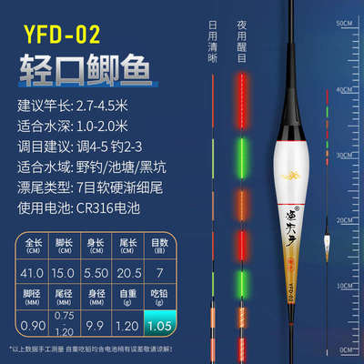 软硬尾夜光浮漂高灵敏轻口鲫鱼漂日夜两用夜光漂CR316细尾电子漂