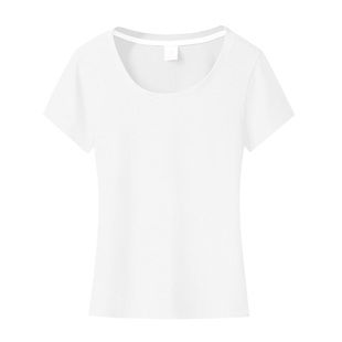 白色短袖t恤女修身2025新款春夏天女士纯棉纯白色显瘦短款体恤女