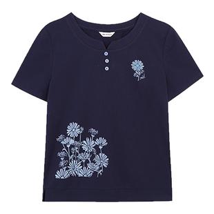 米兰登中老年妈妈装2025年夏季新款时尚印花T恤女短袖上衣宽松薄