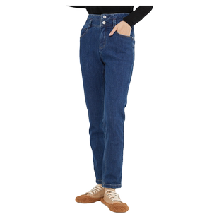 波顿高腰牛仔裤女直筒2025年新款秋冬季时尚弹力舒适高端长裤子