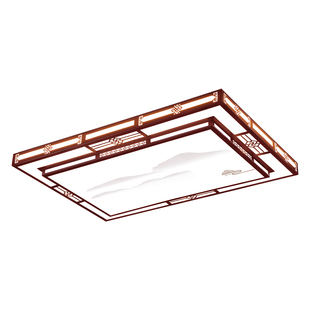 客厅大灯大气别墅中国风红木色餐厅大厅灯新中式led卧室吸顶灯具