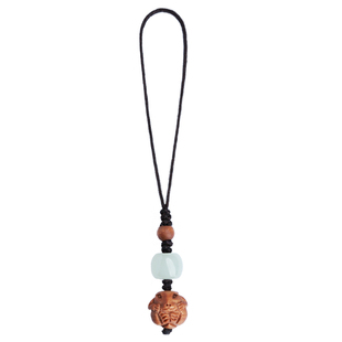 正品老山檀木十二生肖木质雕刻手机链挂件包包U盘汽车钥匙扣挂饰