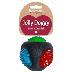 Rosewood狗玩具磨牙耐咬洁齿多刺球发声网球互动巡回发光闪光棒