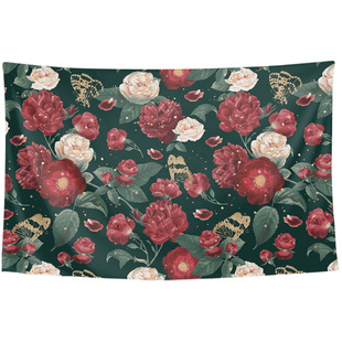 达拉斯红玫瑰花红衣主教植物花朵周边装饰背景布海报挂布挂毯门帘