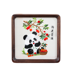 成都文创手工刺绣蜀绣熊猫双面绣摆件中国非遗工艺品送老外伴手礼