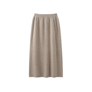 100%纯羊毛针织半身裙女高腰显瘦包臀一步裙子中长款四平裙纯色