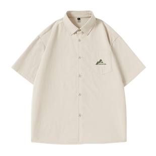 班尼路冰丝透气短袖衬衫男款夏季简约男士衬衣宽松cleanfit外套A