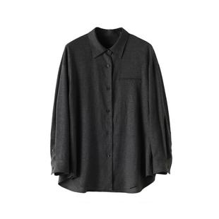 AS格调衬衫女25冬季新款宽松翻领简约叠穿职场休闲百搭长袖衬衫