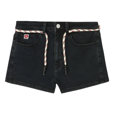 APEE女装秋冬心型标签编织腰带牛仔短裤热裤F172B5P