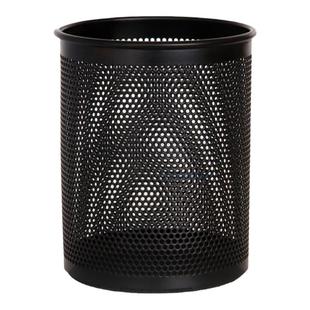 得力笔筒金属铁网笔插办公时尚经典黑色学生圆形加厚铁质网格简约