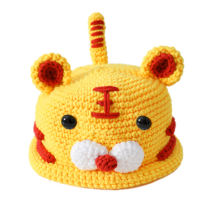 可爱小虎头帽子宝宝幼童手工成品毛线帽秋冬男女宝个性出游保暖帽