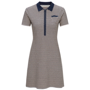 IIIVIVINIKO2025春新款复古条纹Polo连衣裙女B511118646B