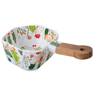 贝玉七彩云花手柄碗陶瓷泡面碗沙拉碗单个水果碗冷面碗