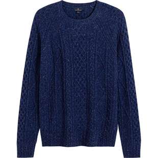 Brooks Brothers/布克兄弟男士25秋冬新品纯色绵羊毛绞花针织毛衣