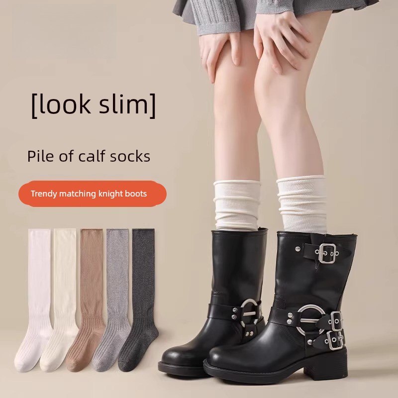 袜子女长筒袜春夏季显瘦棉袜学院风jk堆堆袜春秋搭配小皮鞋小腿袜