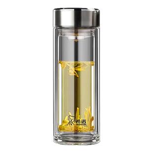 希诺玻璃杯2026新款男士双层泡茶杯子商务办公车载便携大容量水杯