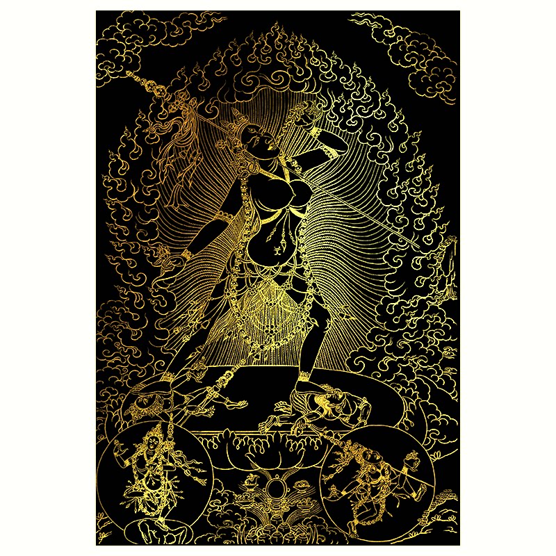 空行母DIY唐卡白描线稿描金涂色