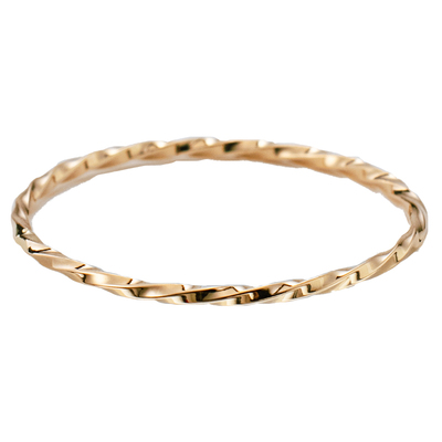 14K包金极细方麻花扭纹尾戒女小指 欧美简约叠戴冷淡风关节戒指