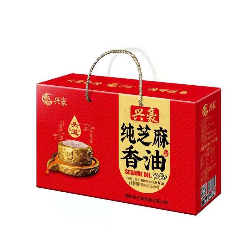 山东源头工厂直发黑芝麻油头道香油礼盒150ml*4整箱送礼调味香油