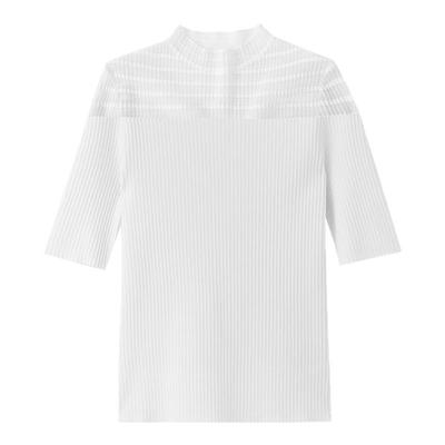 水云间半袖正肩针织衫上衣女修身显瘦t恤时尚设计感2025夏季新款