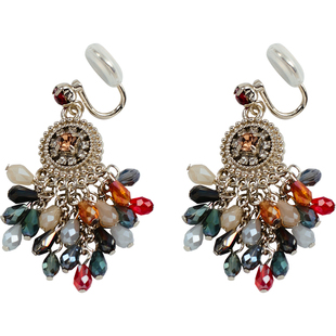 无耳洞个性民族风彩色水滴蚊香盘耳夹复古气质耳钉女耳饰小众设计