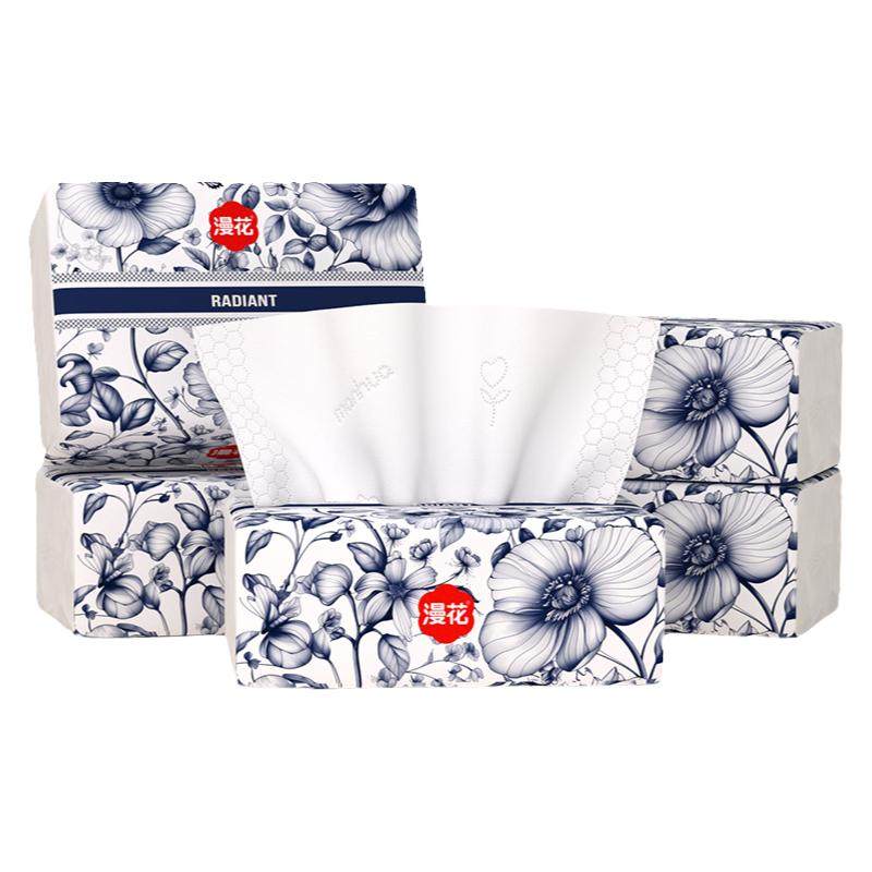 小蛮熊漫花包加厚原木纸巾抽纸家用实惠装餐巾纸擦手卫生纸抽纸巾