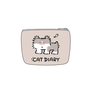 尼睿x吃盐的鱼 新款猫咪印花零钱包可爱帆布包便携收纳耳机包女