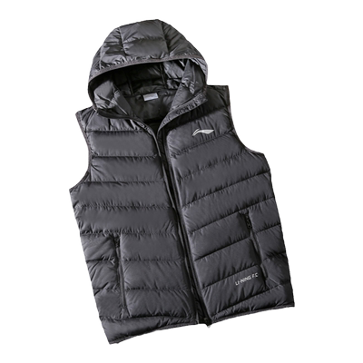 李宁羽绒马甲男连帽轻薄